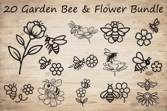20 Garden Bee Flower SVG Bundle