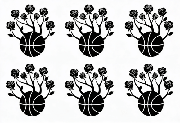 Basketball Rose Floral Graphic Design