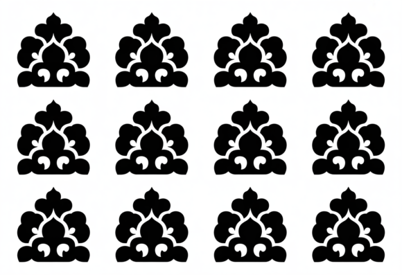 Black Floral Motif Vector Clipart