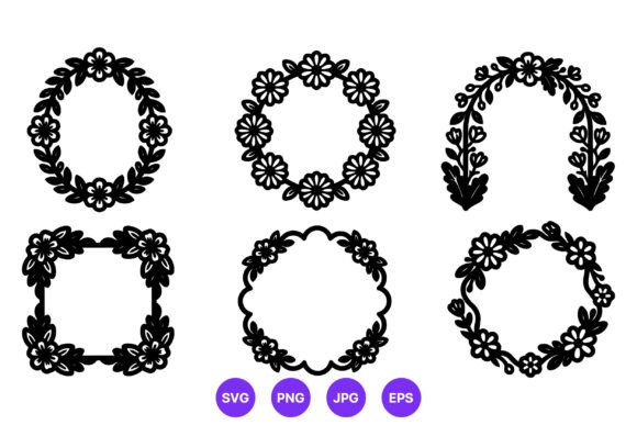 Black Floral Wreaths and Frames