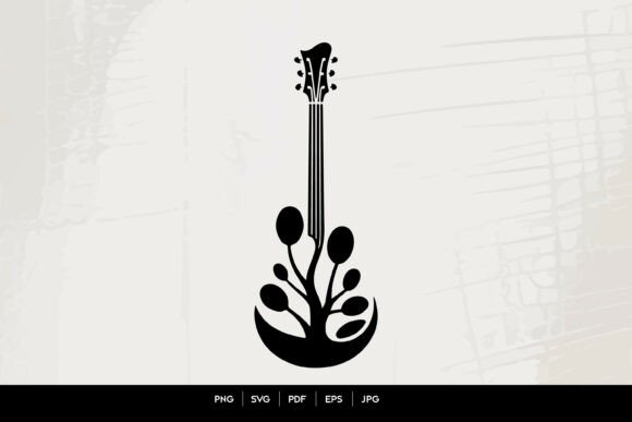 Creative Guitar with Floral Elements Mus