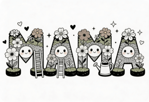 Cute Mama Floral Letters Watering Can