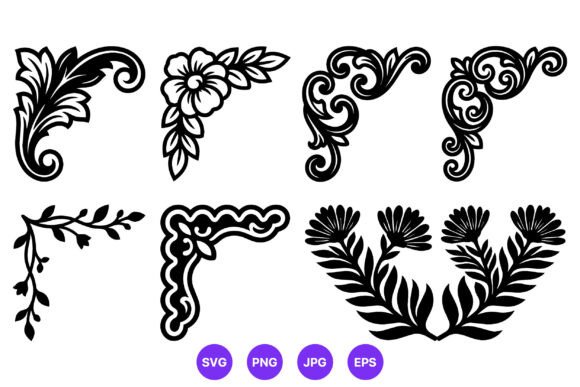 Decorative Floral Corner Vector Art