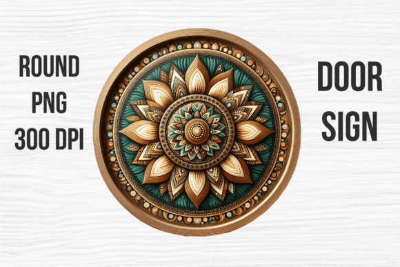 Floral Layered Wood Mandala Door Sign