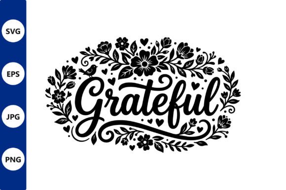 Grateful Floral Vector Wreath
