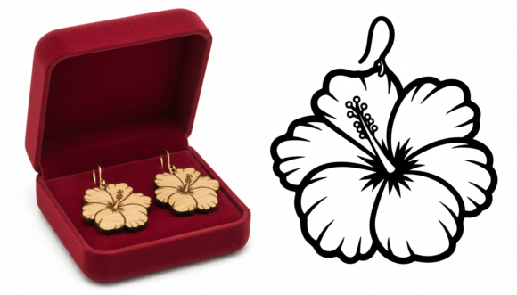 Hibiscus Flower Earring Laser Cut Design