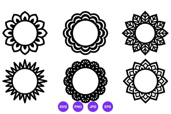 Round Floral Mandala Frames Vector