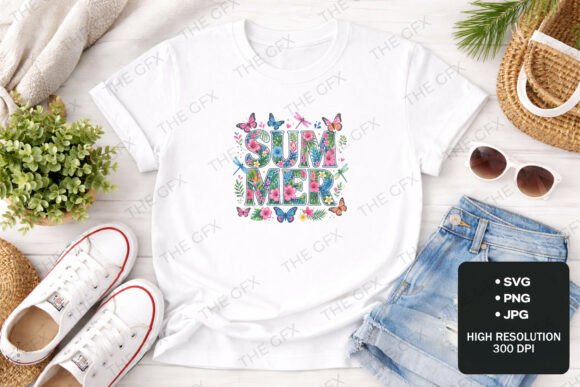 Summer Floral Butterfly SVG Design