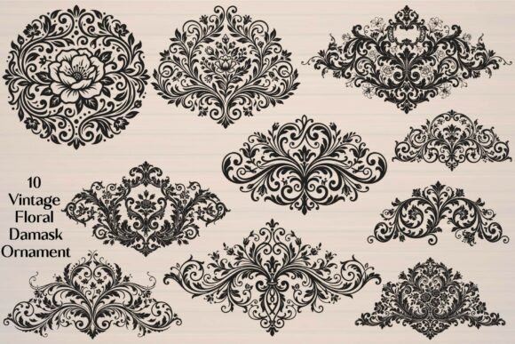 Vintage Floral Damask Ornament