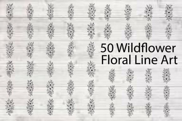 Wildflower Floral Line Art